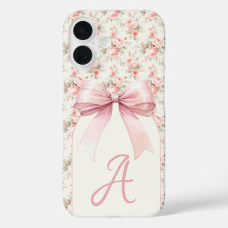 Monogram Pink Bow Coquette iPhone 16 Case