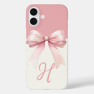 Monogram Pink Bow Coquette iPhone 16 Plus Case