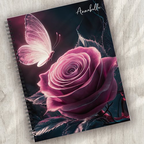 Monogram Pink Butterfly Notebook