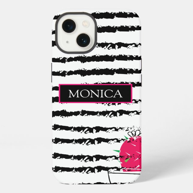 Monogram Pink Cactus Iphone Case (Back)
