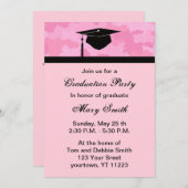 Monogram Pink Camouflage Graduation Party Invite (Front/Back)