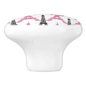 Monogram Pink Chic Eiffel Tower Pattern Ceramic Knob (Side)