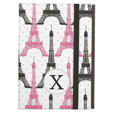 Monogram Pink Chic Eiffel Tower Pattern Cover For iPad Air