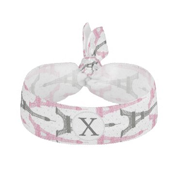 Monogram Pink Chic Eiffel Tower Pattern Hair Tie