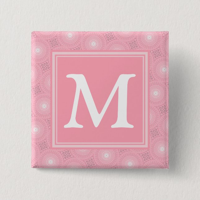 monogram pink circles button (Front)