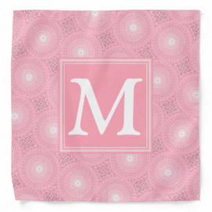 Monogram pink circles pattern bandana