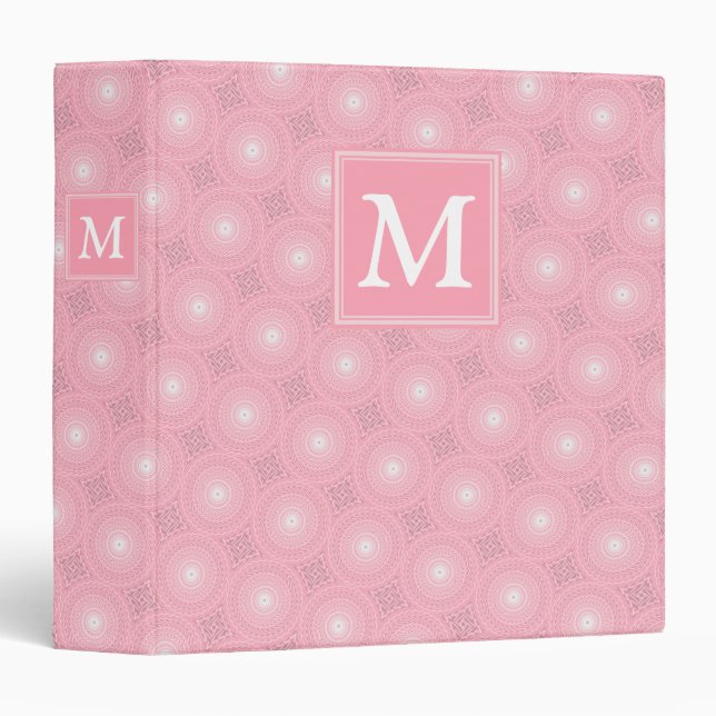 Monogram pink circles pattern binder (Front/Spine)