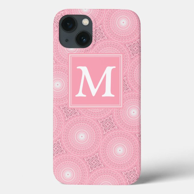 Monogram pink circles pattern Case-Mate iPhone cas Case-Mate iPhone Case (Back)