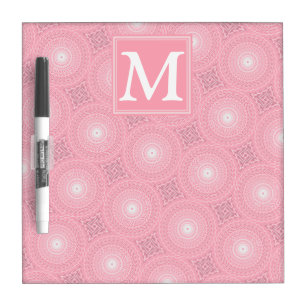 Monogram pink circles pattern Dry-Erase board