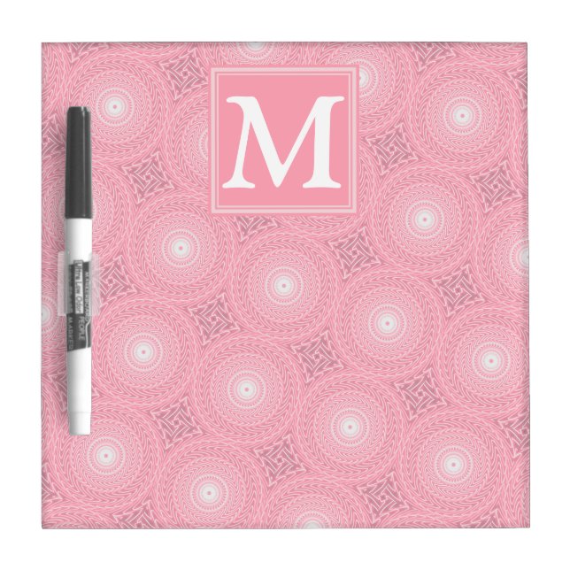 Monogram pink circles pattern Dry-Erase board (Front)