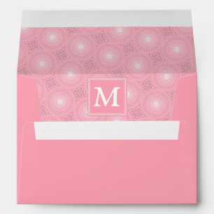 Monogram pink circles pattern envelope