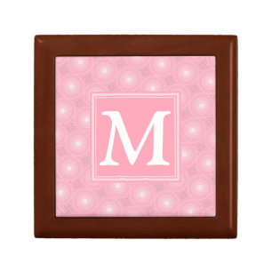 Monogram pink circles pattern jewelry box