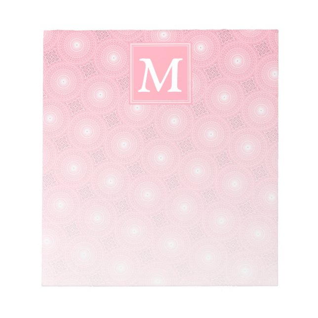 Monogram pink circles pattern notepad (Front)