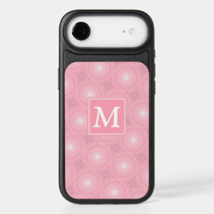 Monogram pink circles pattern OtterBox iPhone case
