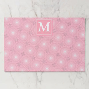 Monogram pink circles pattern paper pad