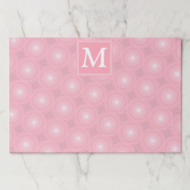 Monogram pink circles pattern paper pad (Front)
