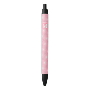 Monogram pink circles pattern pen