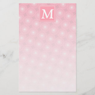 Monogram pink circles pattern stationery