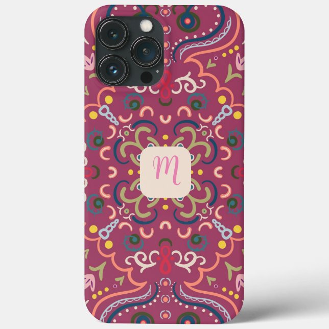 Monogram Pink & Colorful  Case-Mate iPhone Case (Back)