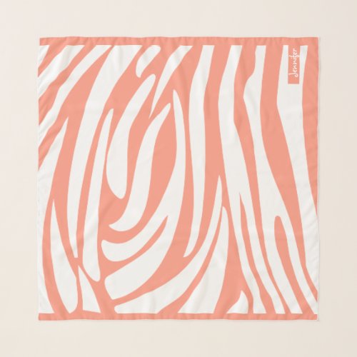 Monogram Pink Coral Striped Zebra Pattern Trendy Scarf