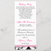 monogram pink damask Wedding program (Back)