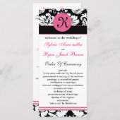 monogram pink damask Wedding program (Front/Back)