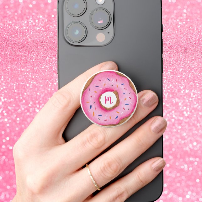 Monogram Pink Donut PopSocket (Creator Uploaded)