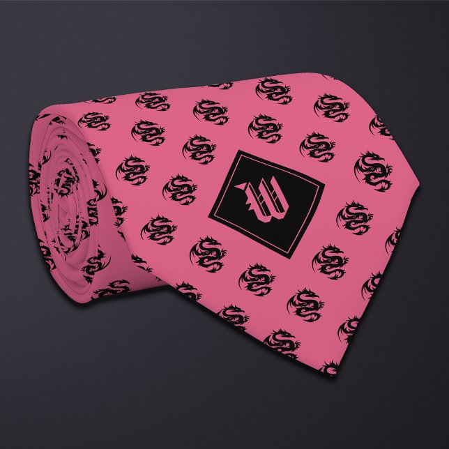 Monogram Pink Dragon Neck Tie (Creator Uploaded)