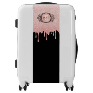 Monogram Pink Dripping Glitter Glam Suitcases