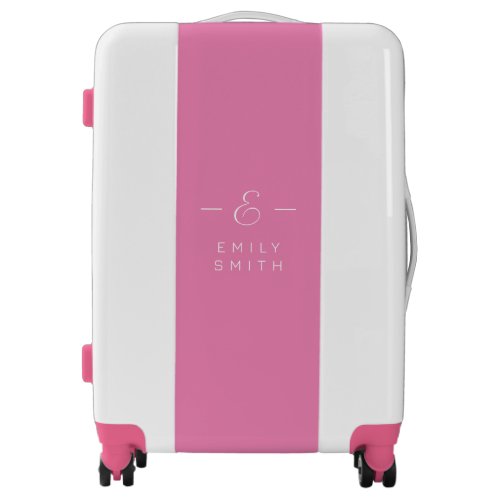 Monogram Pink  Elegant Gold Minimalist Luggage