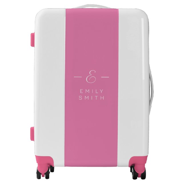 Monogram Pink | Elegant Gold Minimalist Luggage (Front)