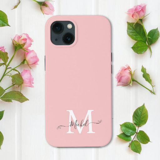 Monogram Pink | Elegant  Minimalist iPhone 13 Case