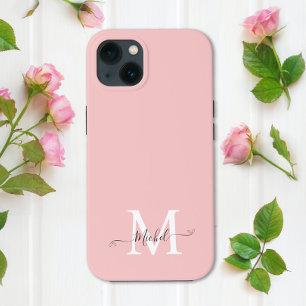 Monogram Pink Elegant Minimalist iPhone 13 Case