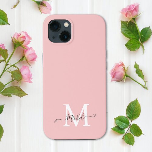Monogram Pink  Elegant  Minimalist iPhone 13 Case