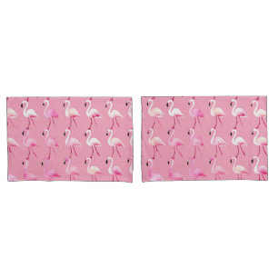 Monogram Pink Flamingo Paradise Watercolor Pattern Pillow Case
