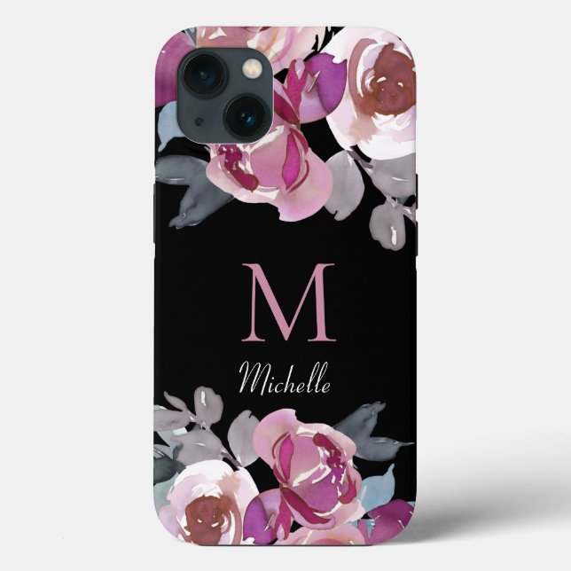 Monogram Pink Floral  Case-Mate iPhone Case (Back)