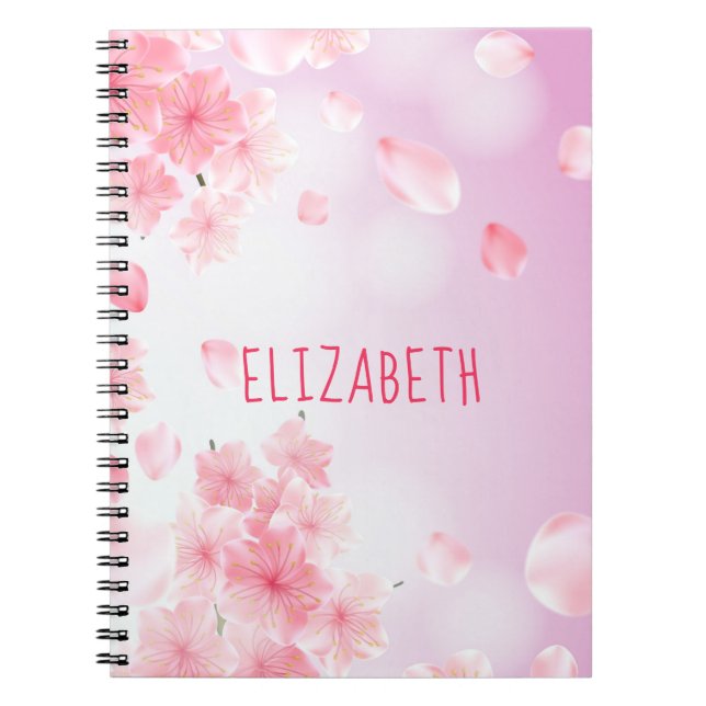 Monogram Pink Floral Feminine Journal Notebook (Front)