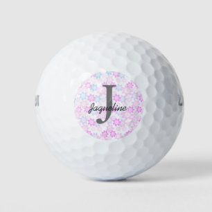 Monogram Pink Floral Golf Balls