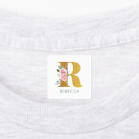 Monogram Pink Floral Name Iron On Clothing