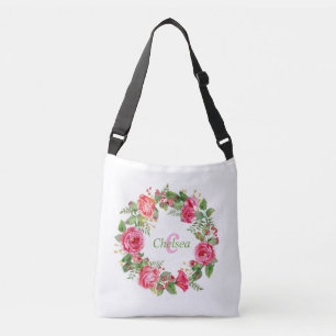 Monogram Pink Floral Wedding Crossbody Bag