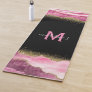 Monogram Pink Geode Agate Gold Glitter Yoga Mat