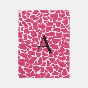 Monogram pink giraffe print fleece blanket