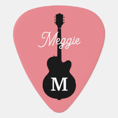 Monogram Pink Girls Rock Guitar Pick