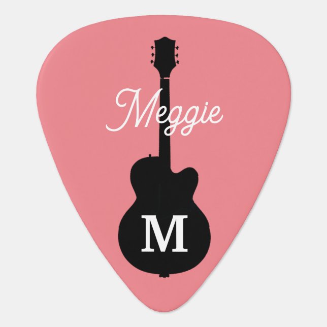 Monogram Pink Girls Rock Guitar Pick (Front)