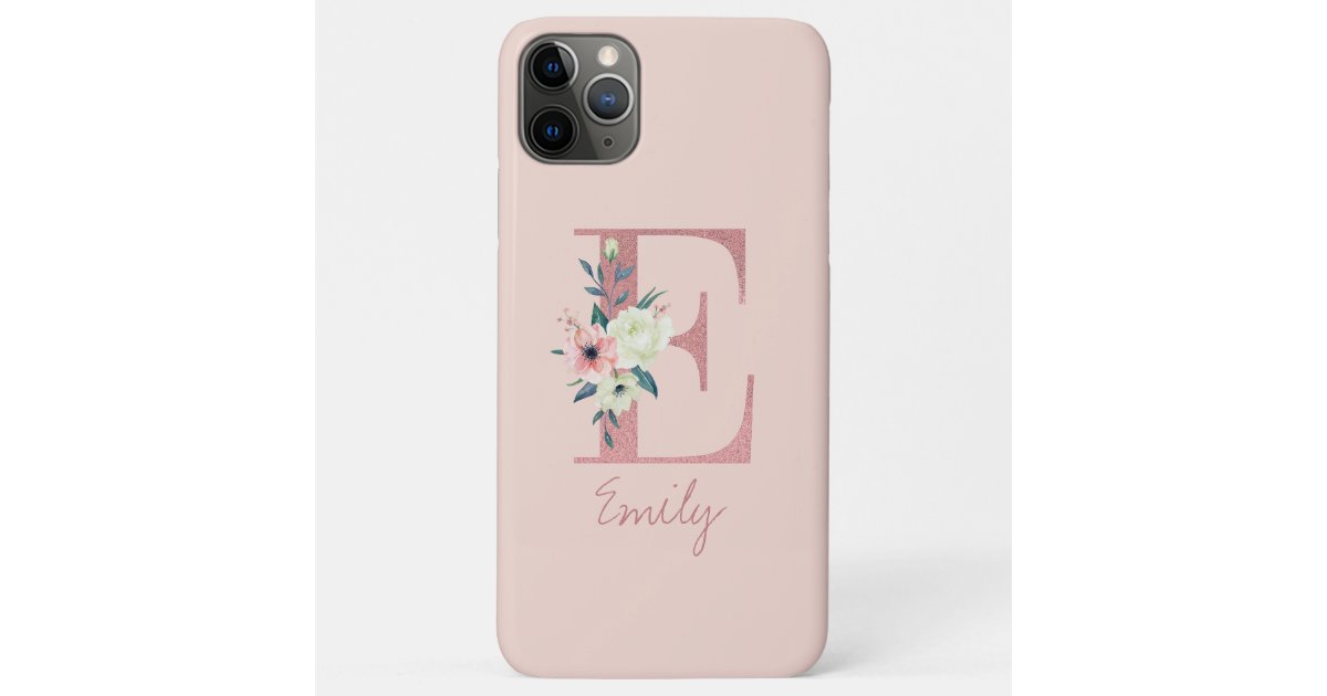Monogram Pink Glitter Flower Letter E Light Pink Case Mate Iphone Case Zazzle Com