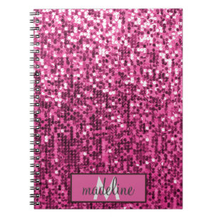 Monogram PINK  Glitter Sequin Sparkly Notebook
