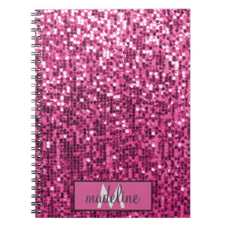 Monogram PINK  Glitter Sequin Sparkly Notebook