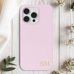 Monogram Pink Gold Minimalist Initials iPhone 15 Pro Max Case