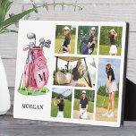 Monogram Pink Golf Photo Collage Plaque<br><div class="desc">This personalized photo plaque with an easel stand is a great way to honor favorite memories with a golf-inspired twist. On the left side, the design features a watercolor-style pink golf bag with a custom monogram initial printed on the bag itself. Below, the recipient's name appears in a classic serif...</div>