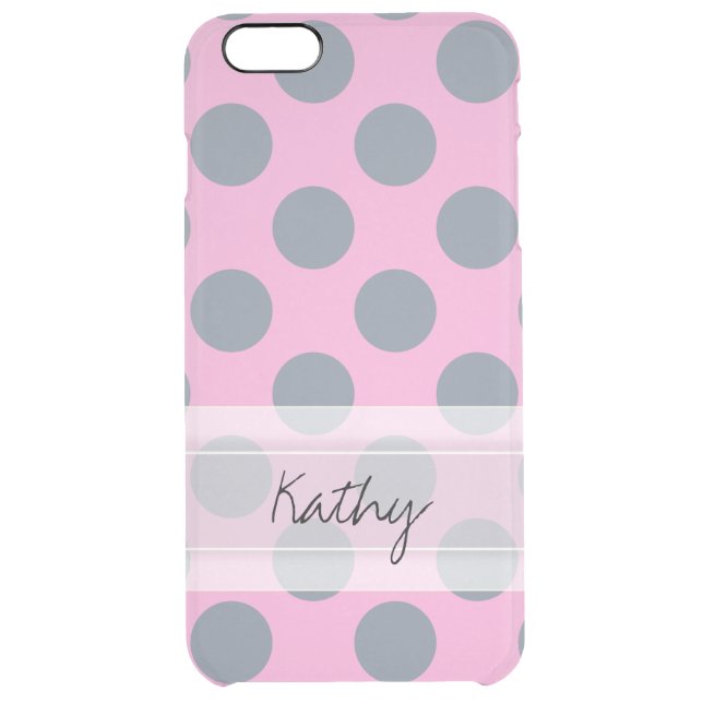 Monogram Pink Gray Chic Polka Dot Pattern Uncommon iPhone Case (Back)